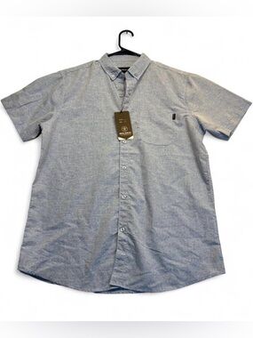 Lokai Men's Short-Sleeve Button-Down Shirt in Heather Blue